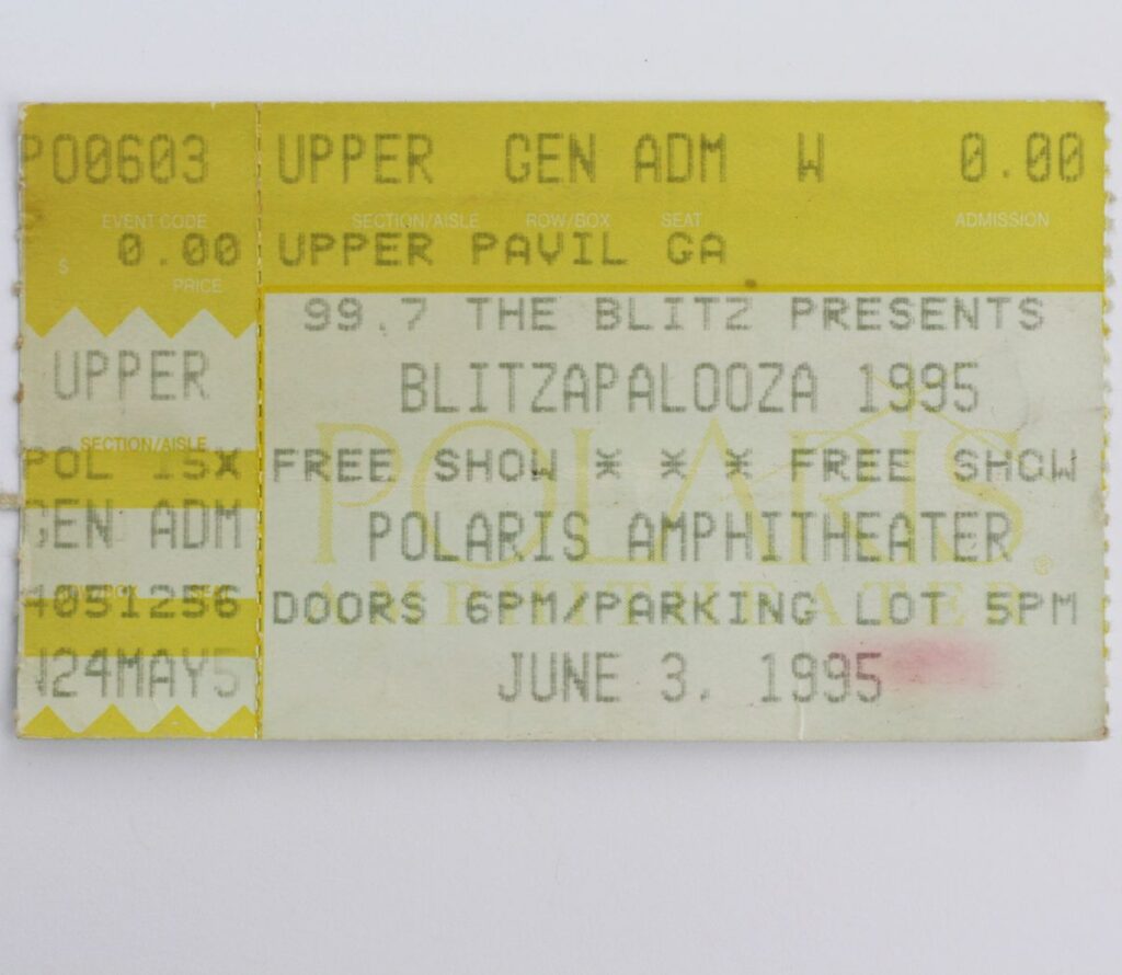 Blitzapalooza 6-3-95 Stub Polaris Amphitheater, Columbus, OH