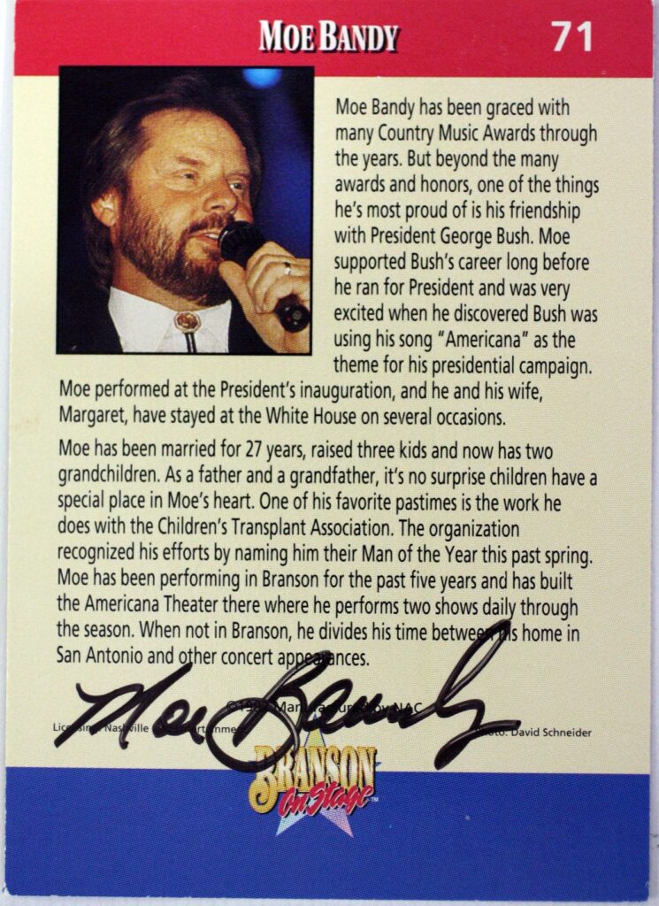 Moe Bandy Autographed Trading Card