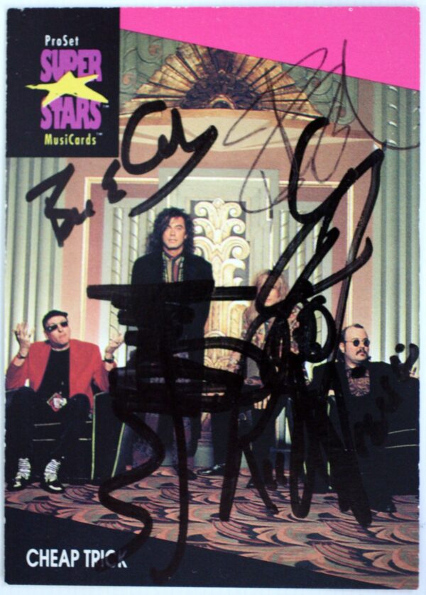 Rick Nielson, Tom Petersson, Bun E Carlos, Robin Zander Cheap Trick Autographed Trading Card