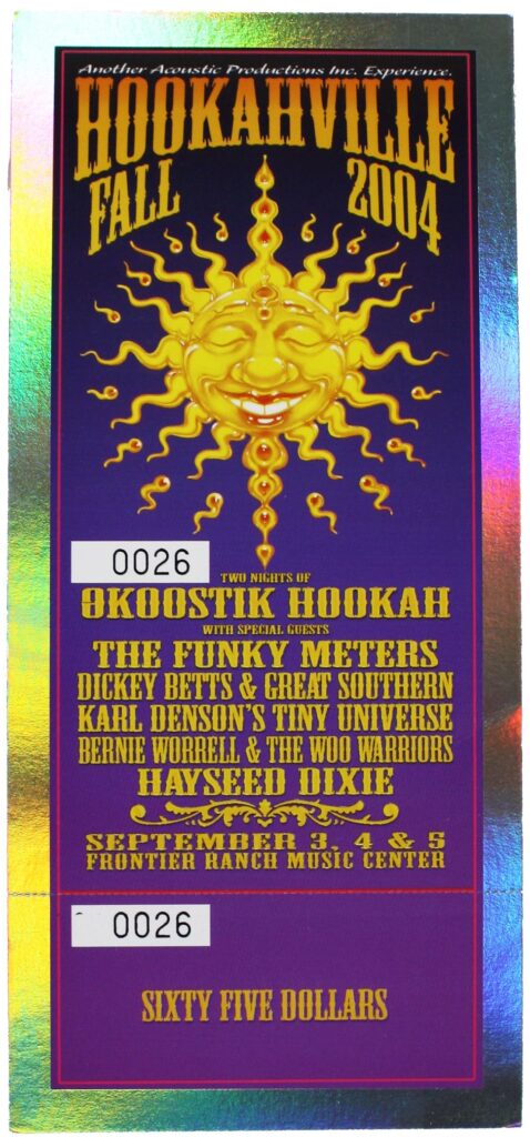 Ekoostik Hookah Hookahville Fall 2004 Unused Ticket